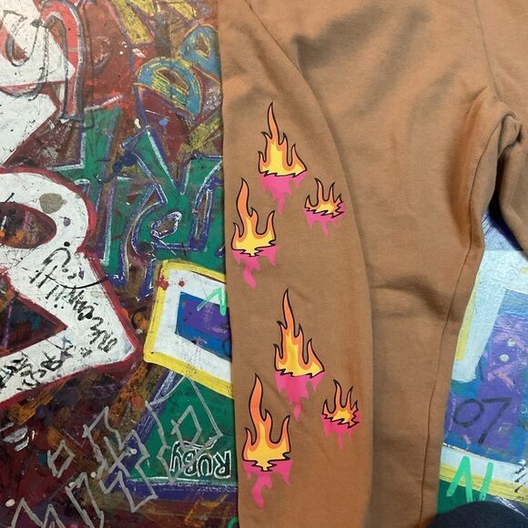 Neff “It’s All Good” Polar Bear Sweatpants | Brown Flame Joggers | Size XL - Picture 6 of 13